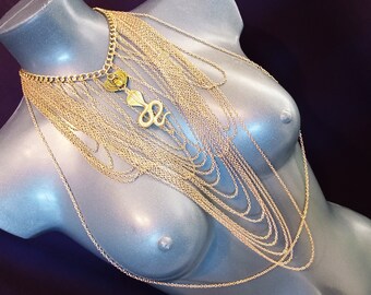 Egyptian Cobra & Scarab Body Chain Necklace