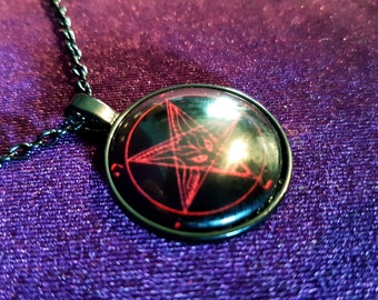 Red Sigil of Baphomet Dome Pendant