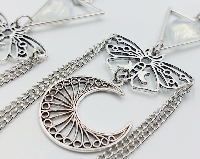 Opalite Crescent Moon Mystic Earrings