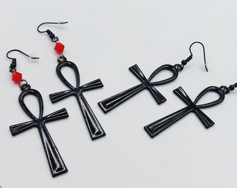 Black Ankh Earrings (2 Styles)