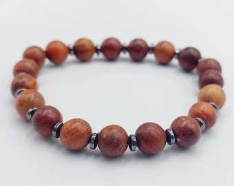 Wood & HematiteStone Bracelet