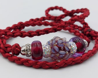 Luxe Shiny Red Showlead with Glassbeads - (Small Dog Breed)