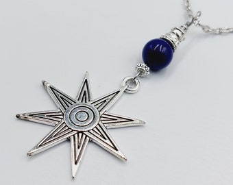 Star of Inanna / Ishtar Rear View Mirror Charm with Lapis (Car Accessory)