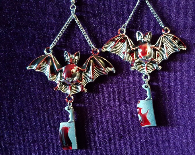 Bloody Bat Cleaver Earrings