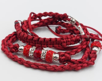 Shiny Red Showlead with Rhinstone & Glossy Red Beads (Small Dog Breeds)