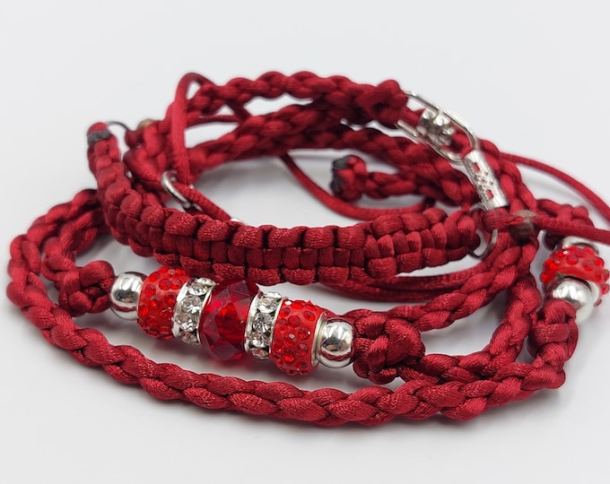 Shiny Red Showlead with Rhinstone & Glossy Red Beads (Small Dog Breeds)