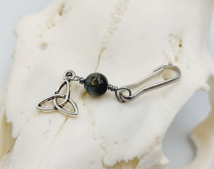 Triquetra Cat or Dog Collar Charm with Eagle's Eye Crystal ( Clip On / Add On)