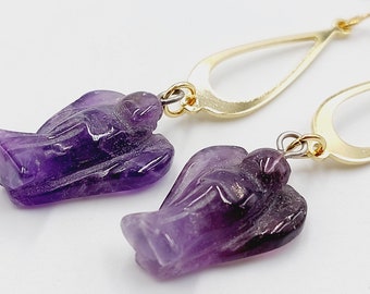 Amethyst Angel Earrings (18K Gold Plated)