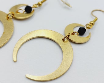 Double Crescent Moon Earrings (Copper)