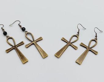 Egyptian Ankh Earrings (2 Styles / Bronze Colour)