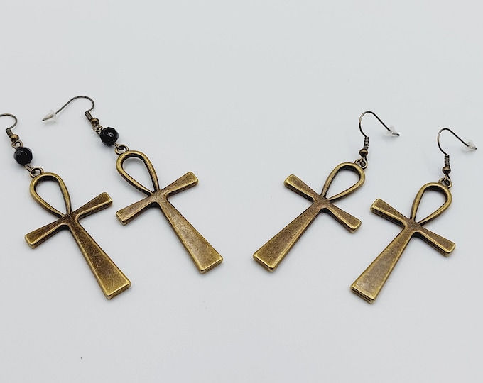 Egyptian Ankh Earrings (2 Styles / Bronze Colour)