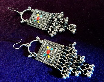 Ethnic Gypsy Hematite Earrings