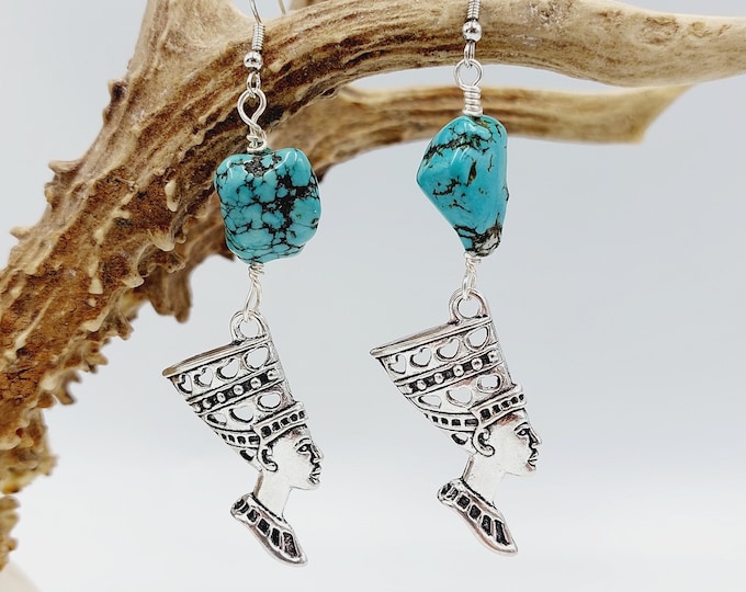 Queen Nefertiti Turquoise Crystal Earrings