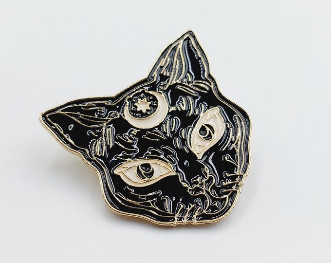 Gothic Witch Cat Pin