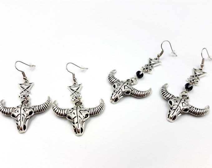Baphomet Skull Sigil of Lucifer Earrings (2 Styles)