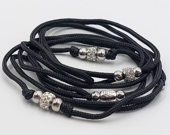 Black Showlead with Rhinestone Beads -( Small Dog Breed)