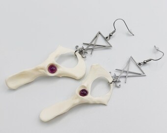 Sigil of Lucifer Ritual Bone Earrings (2 Options)