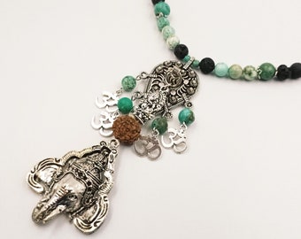 Turquoise Ganesha Necklace - Deva of Intellect & Wisdom