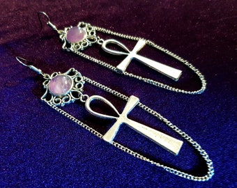 Ankh Amethyst Earrings