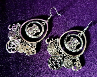 Ganesha Om Coin Earrings