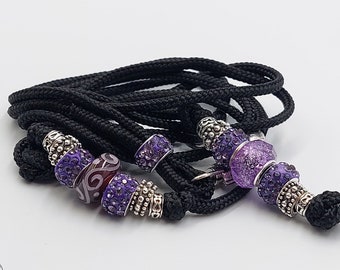 Black Showlead with Purple Glassbeads - (Small Dog Breeds)