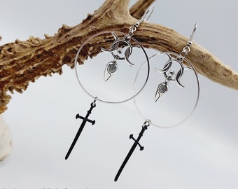 Triple MoonGoddess Athame Earrings