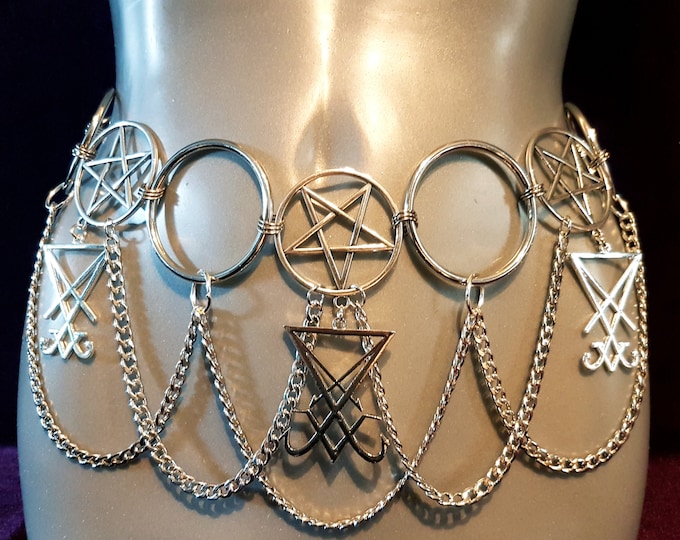 Sigil of Lucifer Pentacle Hip Chain Belt