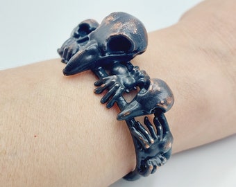 Electroformed Crow Skull Spider Bracelet (Copper)