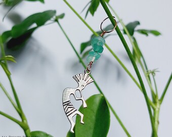 Kokopelli Plant Charms with Green Aventurine Crystal (Copper Energetic Plant Accessories)