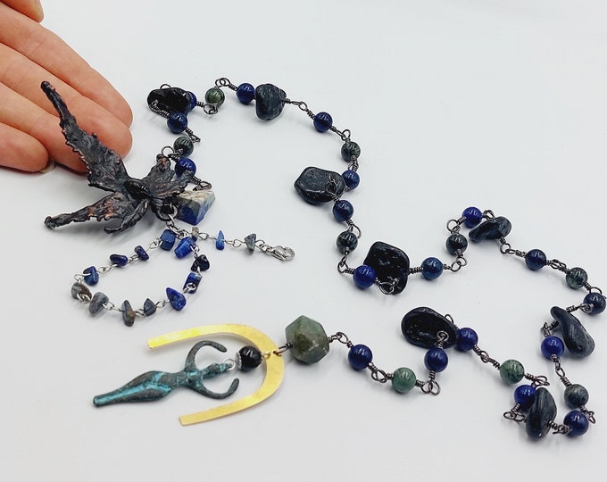 Goddess Nut / Nuit Rosary Necklace / Prayercord (Copper Electroform)