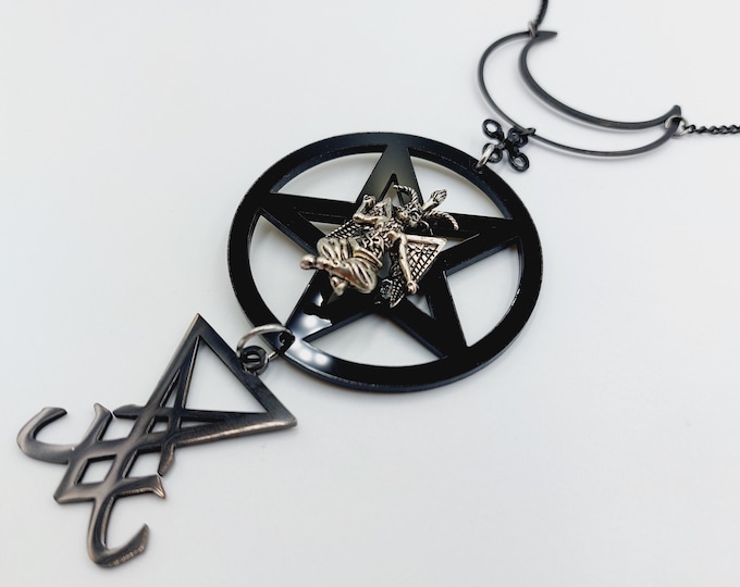 Luciferian Baphomet Crescent Necklace