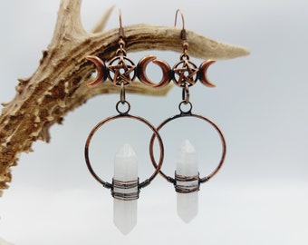 Hecate Triple Moon Opalite Earrings