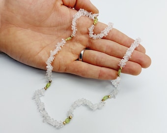 Crystal Quartz Peridote Healing Necklace