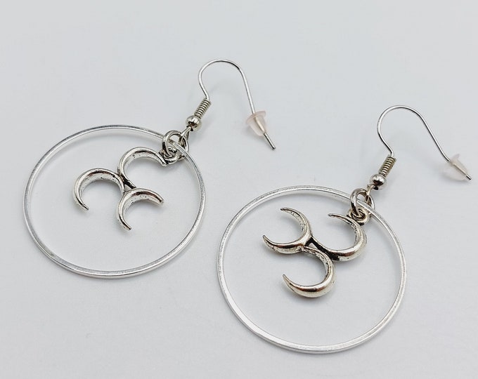 Triple Crescent Moon Three Fates Earrings