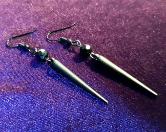 Single Black Spike Earrings