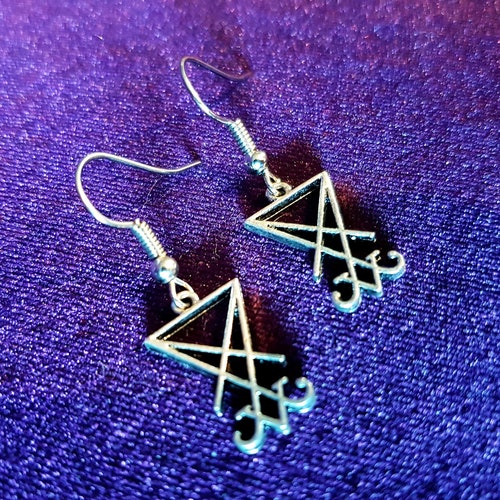 Hail Lucifer Earrings Occult Left Hand Path Sigil of - Etsy