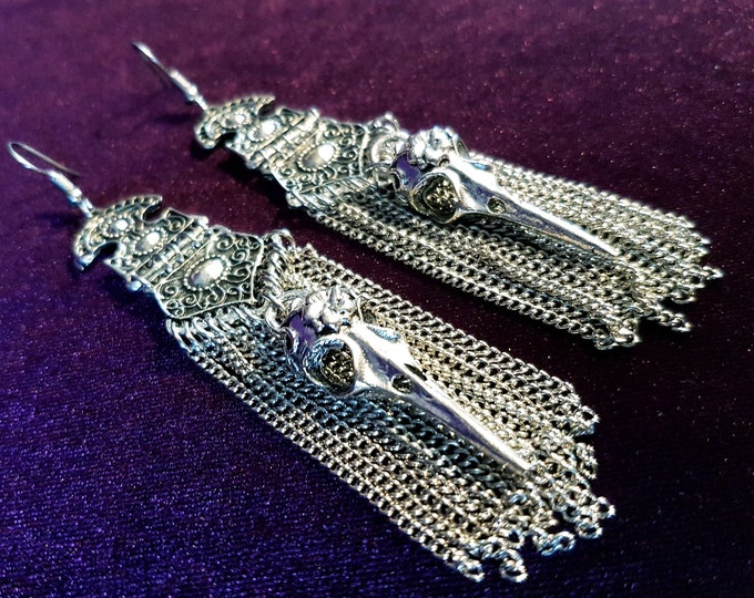 Birdskull Chain Earrings