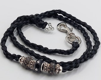 Showlead with Rhinestone Beads in Black Tone with Clip-On ( Small Dog Breeds)