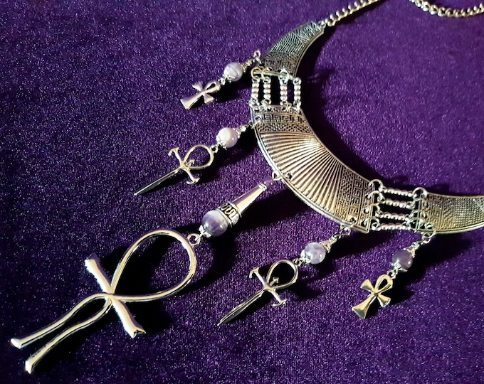 Lemurian Ankh Amethyst Neckpiece
