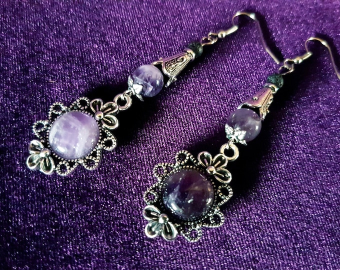 Gothic Amethyst Crystal Earrings