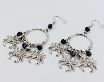 Gothic Triple Spider Earrings