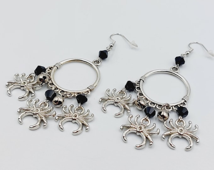 Gothic Triple Spider Earrings