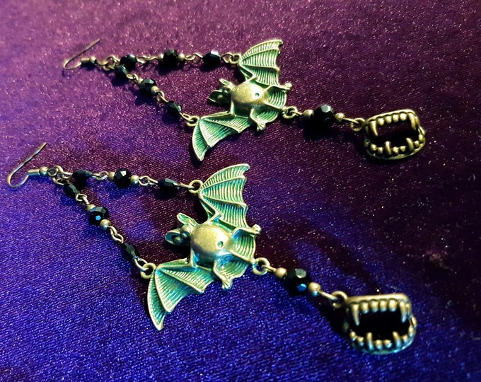 Gothic Vampire Bat Bite Earrings