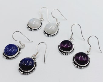 Crystal Earrings (Amethyst | Moonstone | Lapis Lazuli)