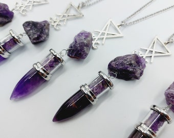 Luciferian Crystal Pendulum Necklace (Amethyst-5styles)
