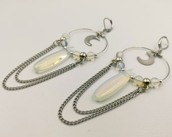 Crescent Moon Opalite Earrings