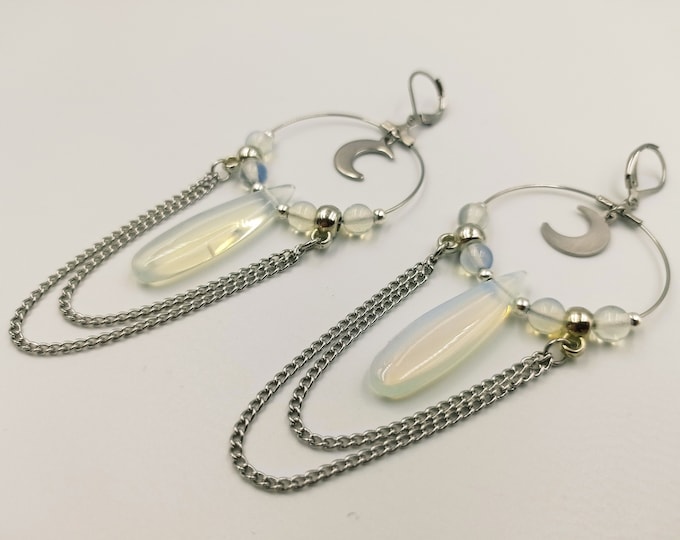 Crescent Moon Opalite Earrings