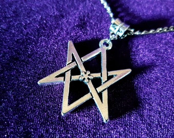 Unicursal Hexagram Pendant - occult goth left hand path ritual magick aleister crowley thelema