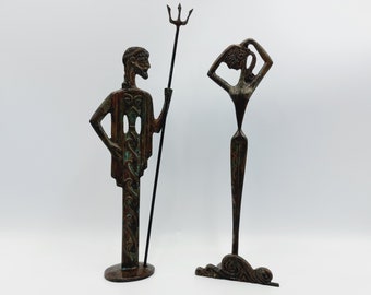 Oxidised Bronze Poseidon & Aphrodite Statues (Made by Greek Artisans CH. sklavenitis D. konidaris)