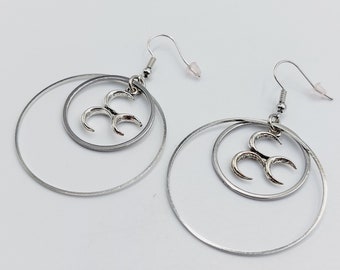 Triple Crescent Moon Three Fates Earrings